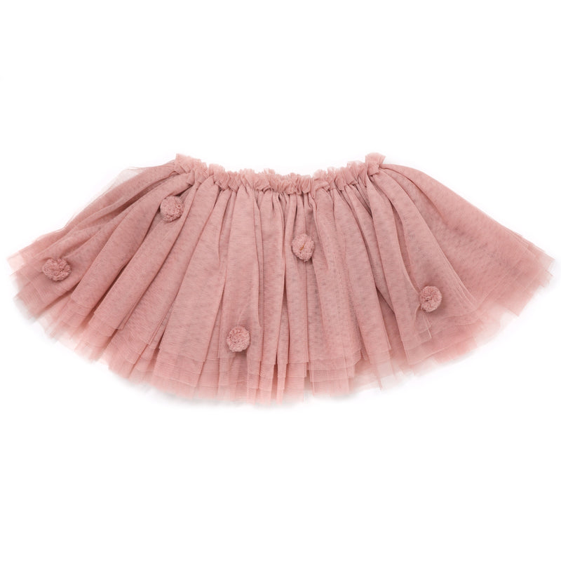 Tulle Pom Pom Frill Tutu Skirt - Blush