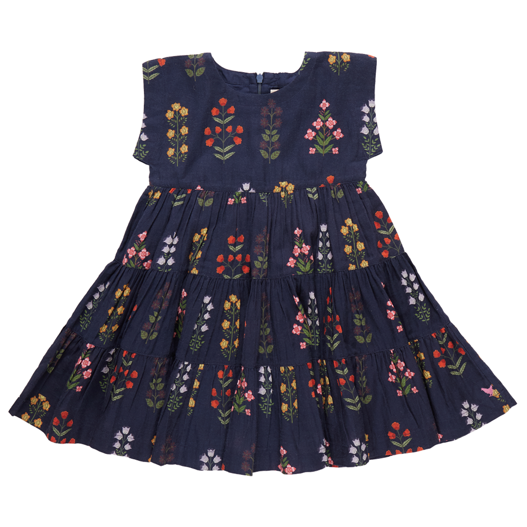 Pink Chicken Girls Peachy Dress - Navy Field Floral