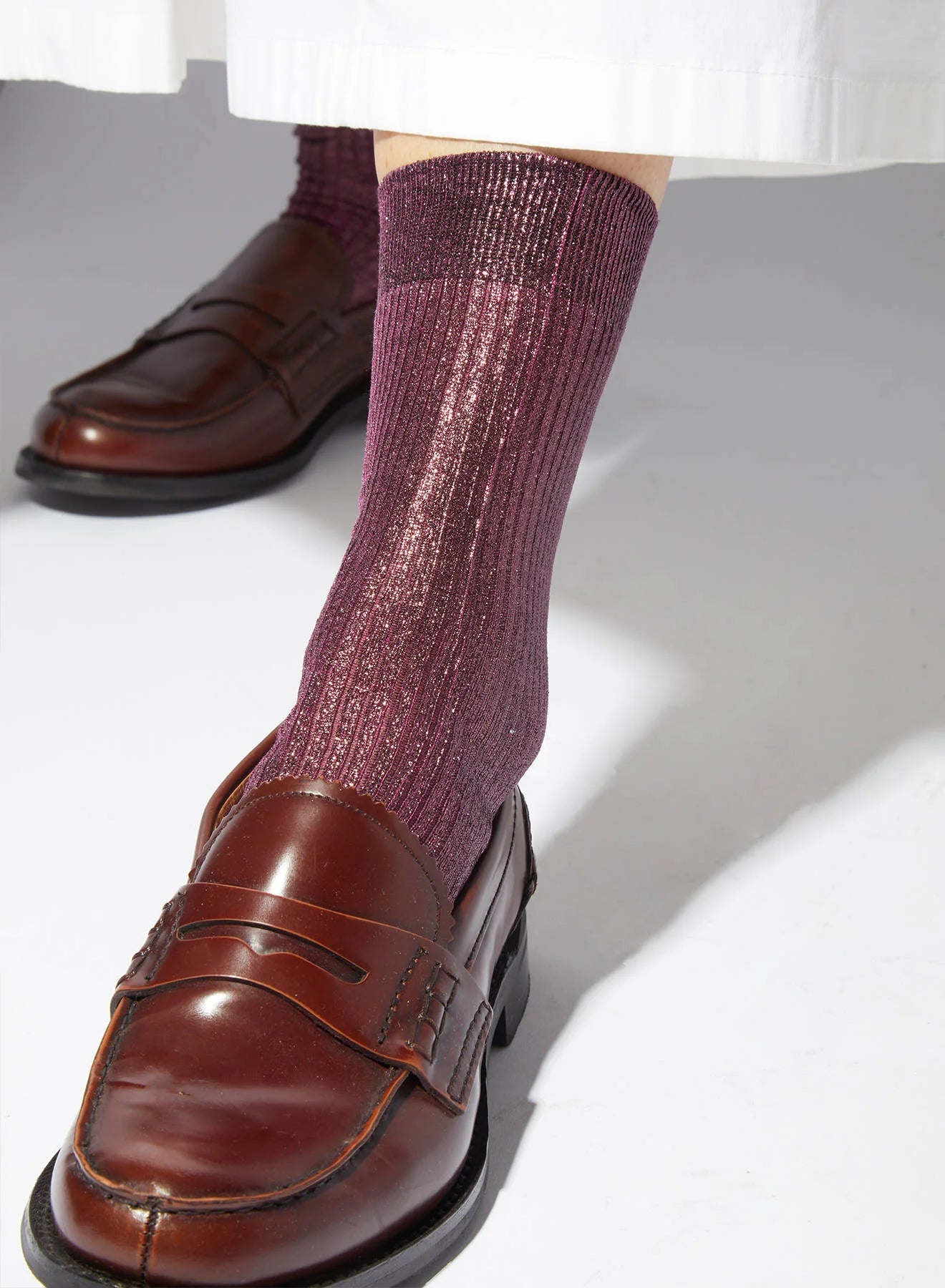 Maria La Rosa Women's One Ribbed Laminated Socks - Bordeaux