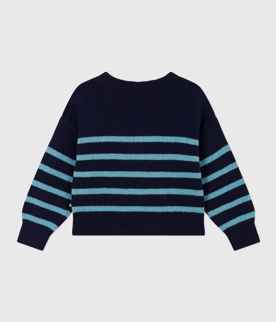 Petit Bateau Stripy Wool and Cotton Pullover