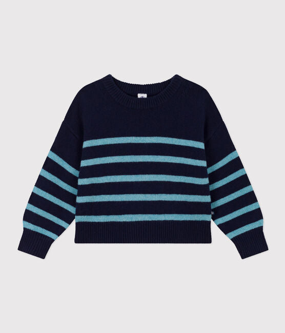 Petit Bateau Stripy Wool and Cotton Pullover