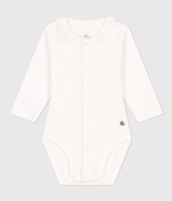 Petit Bateau Longsleeve Bodysuit with Ruffle Collar