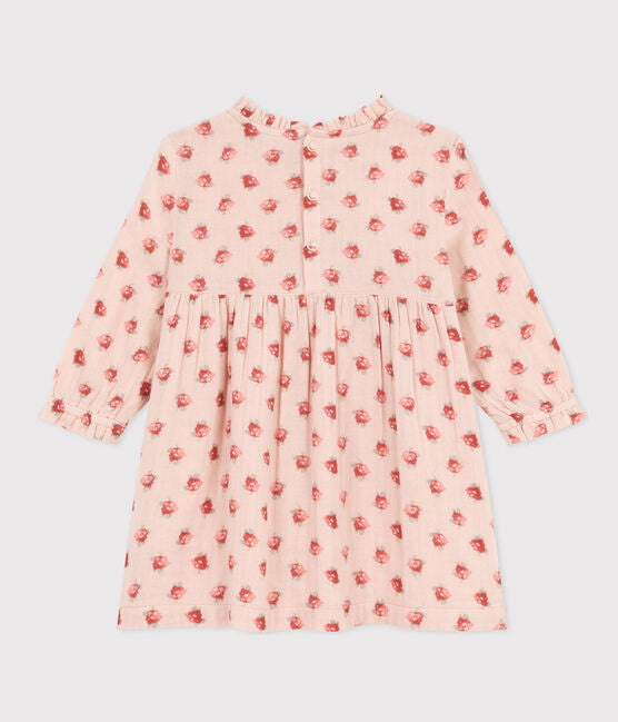 Petit Bateau Baby Girl Longsleeve Gauze Floral Dress