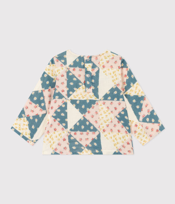 Petit Bateau Baby Girl Longsleeve Gauze Patchwork Blouse