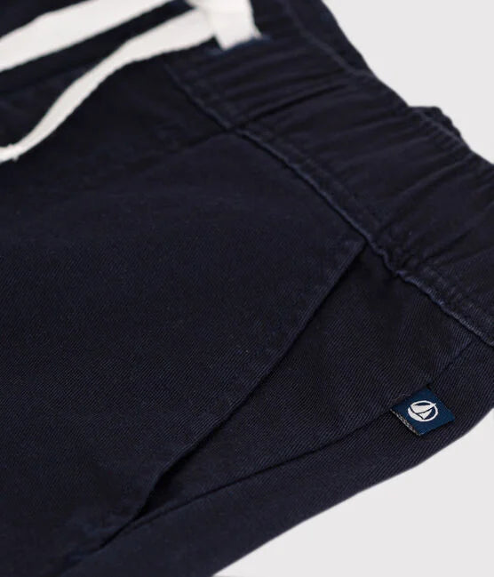 Petit Bateau Cotton and Linen Twill Tie Waist Pants