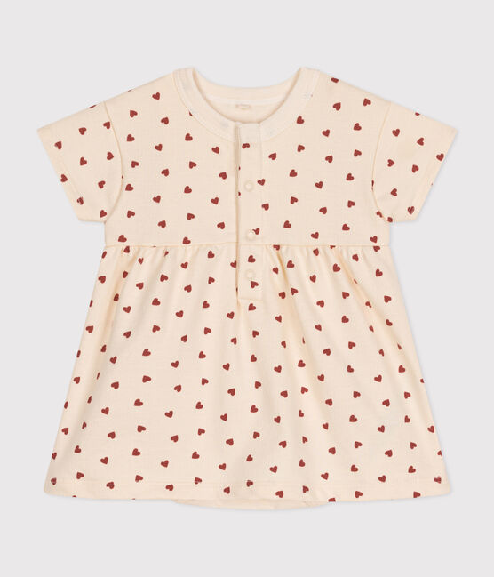 Petit Bateau Baby Girl Heart Print Bodysuit Dress