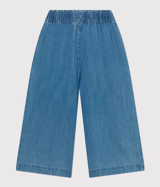 Petit Bateau Girl's Light Denim Wide Leg Trousers