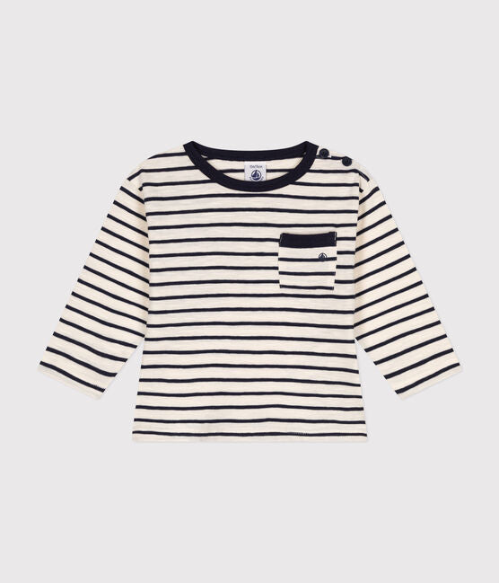 Petit Bateau Long Sleeve Infant Tee with Pocket