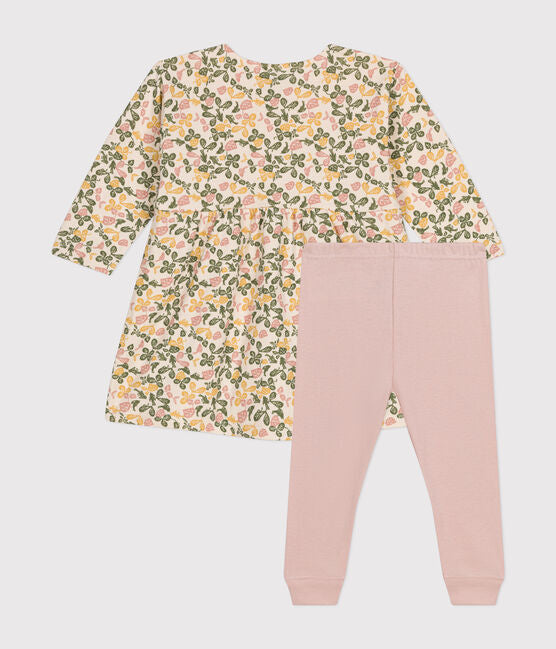 Petit Bateau Baby Girl Long Sleeve Floral Dress and Leggings