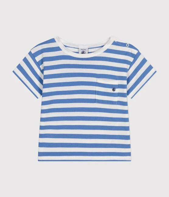 Petit Bateau Baby Short Sleeve Stripe Tee with Pocket