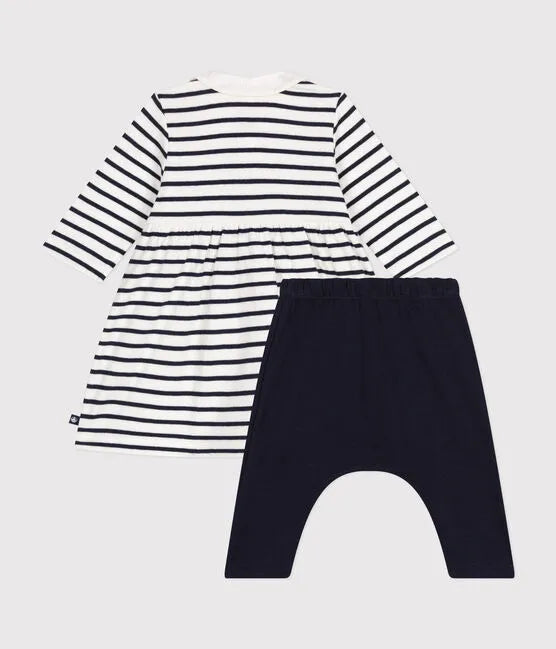 Petit Bateau Baby Girl Striped Dress with Leggings