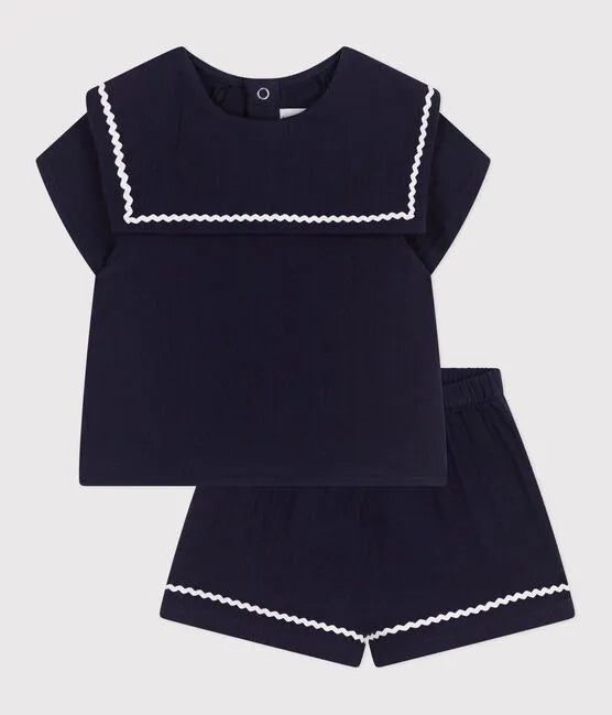 Petit Bateau Baby Girl Set with Nautical Details