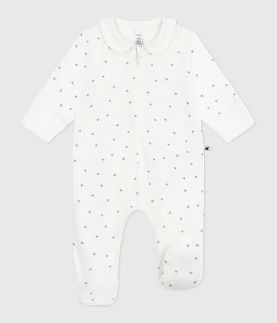 Petit Bateau Baby Boy Zip Romper - Stars with Collar