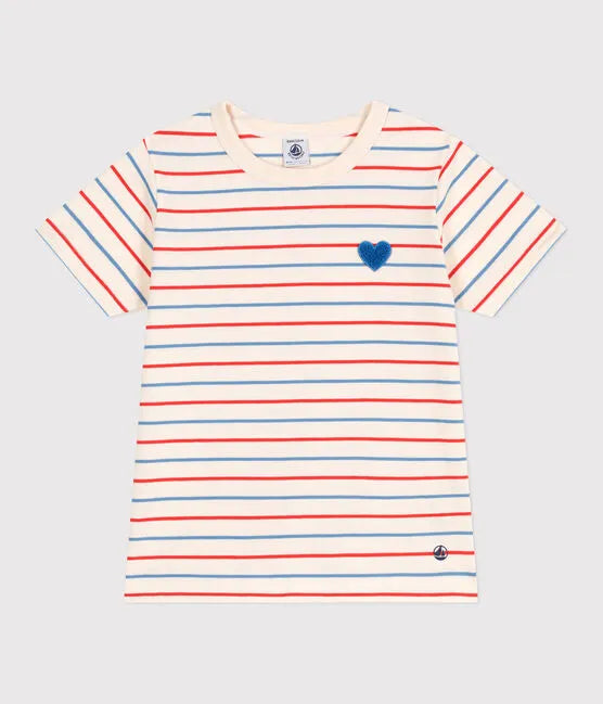 Petit Bateau Children's Tee with Stripes and Heart