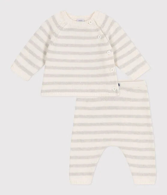 Petit Bateau Two Piece Set - Grey and White