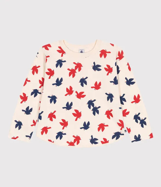 Petit Bateau Long Sleeve Bird Print Top