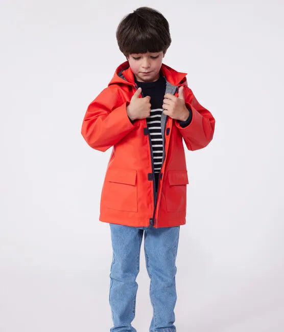 Petit Bateau Hooded Rain Jacket - Spicy Red