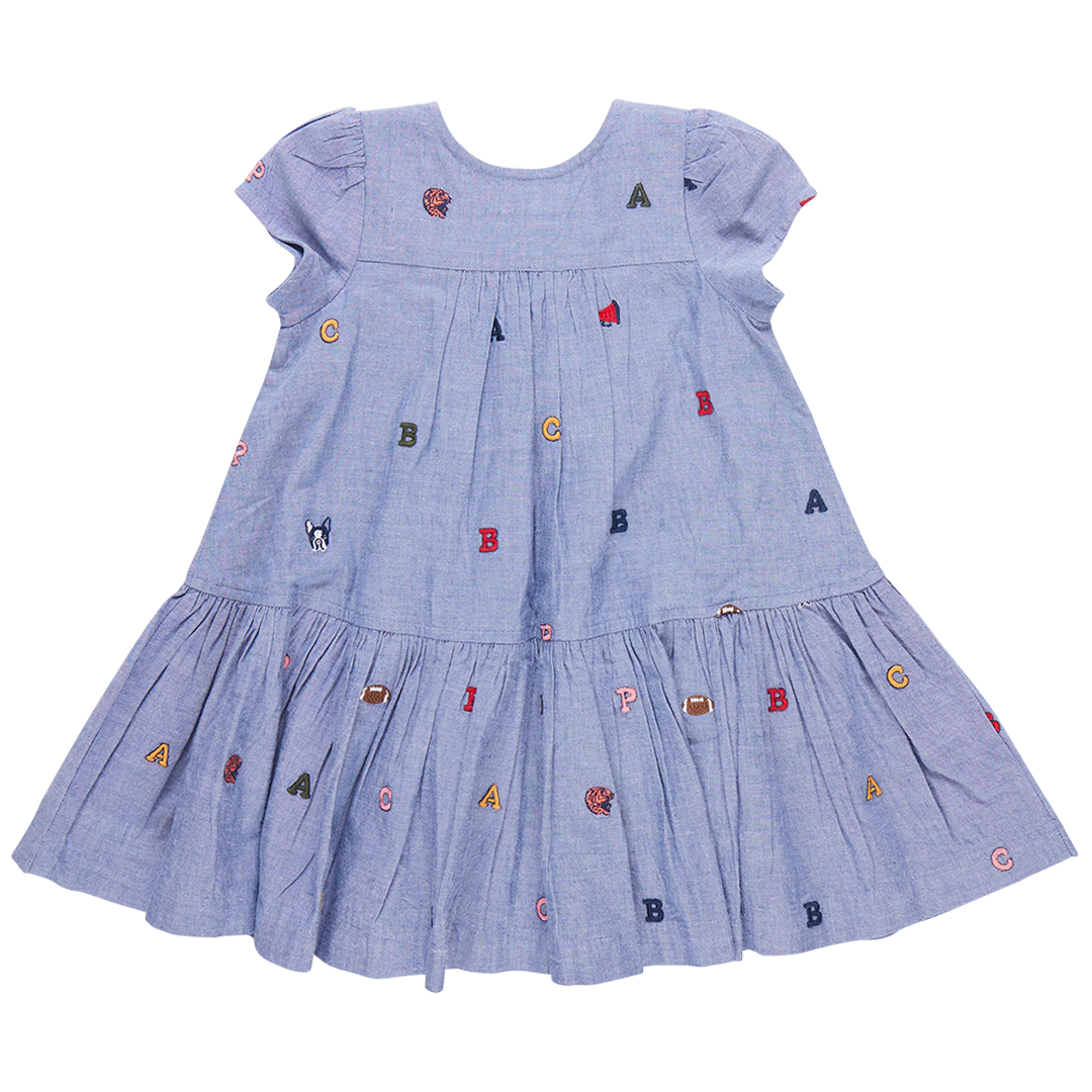 Pink Chicken Girls Adele Dress - Collegiate Embroidery