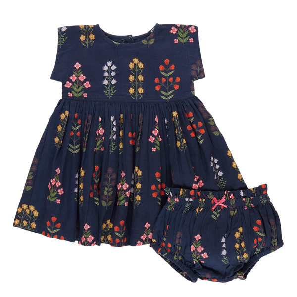 Pink Chicken Baby Girls Marie Dress Set - Navy Field Floral