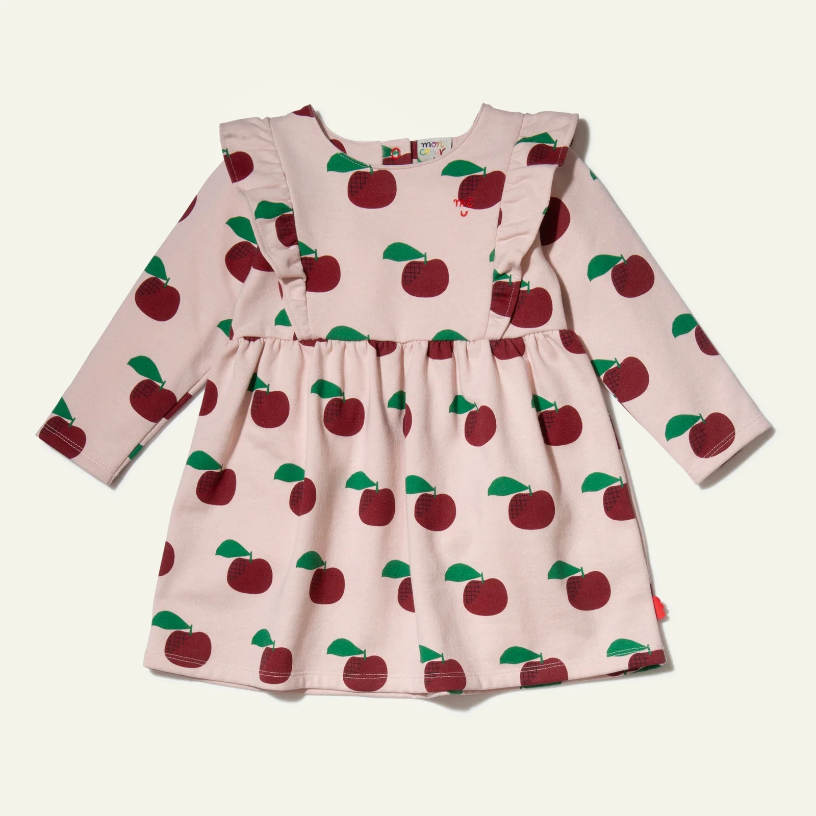 Mon Coeur Recycled Cotton Apples Kid Ruffle Dress