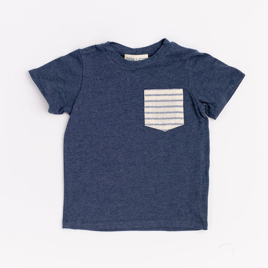 Thimble Bamboo Pocket Tee - Lake Stripe