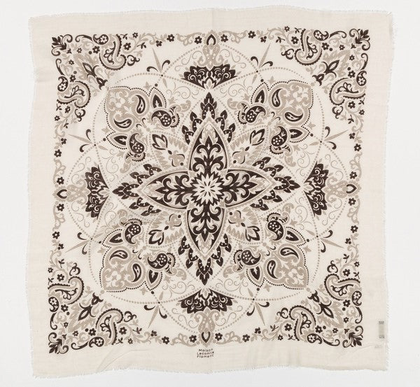 Maison Lecomte Flament Womens Bandana Ecru Grey Black