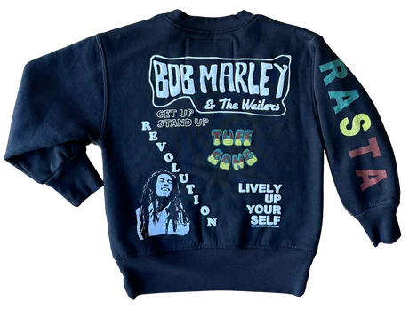 Rowdy Sprout Bob Marley Rasta Puffy Paint Crewneck