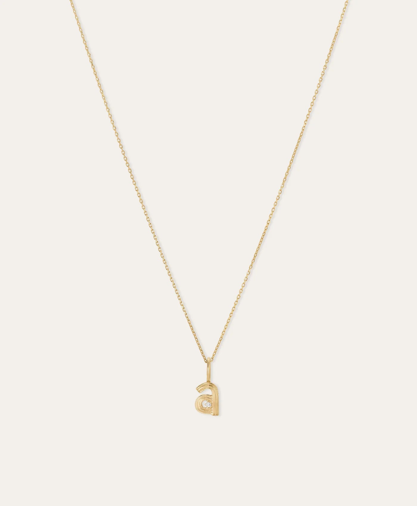 Groovy Diamond Initial Mini Charm - "m" - Yellow Gold