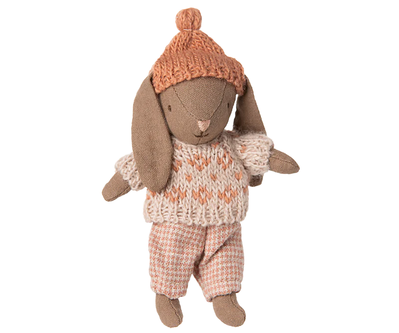 Maileg Winter Bunny, Micro - Brown - Rose