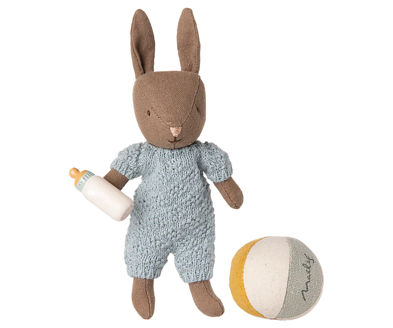 Maileg Rabbit Set, Micro - Brown - Blue