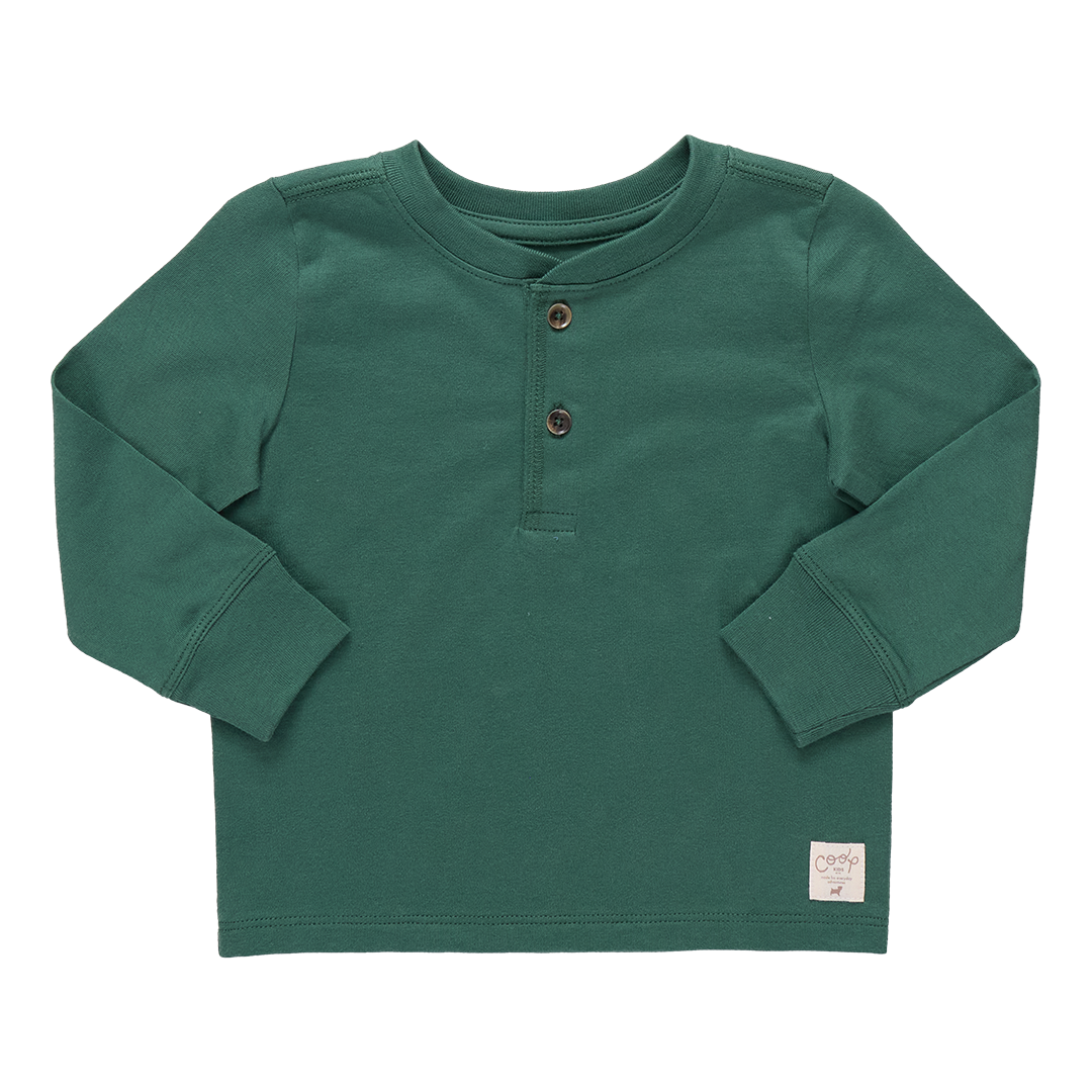Coop Kids Scout Long Sleeve Henley - Pine
