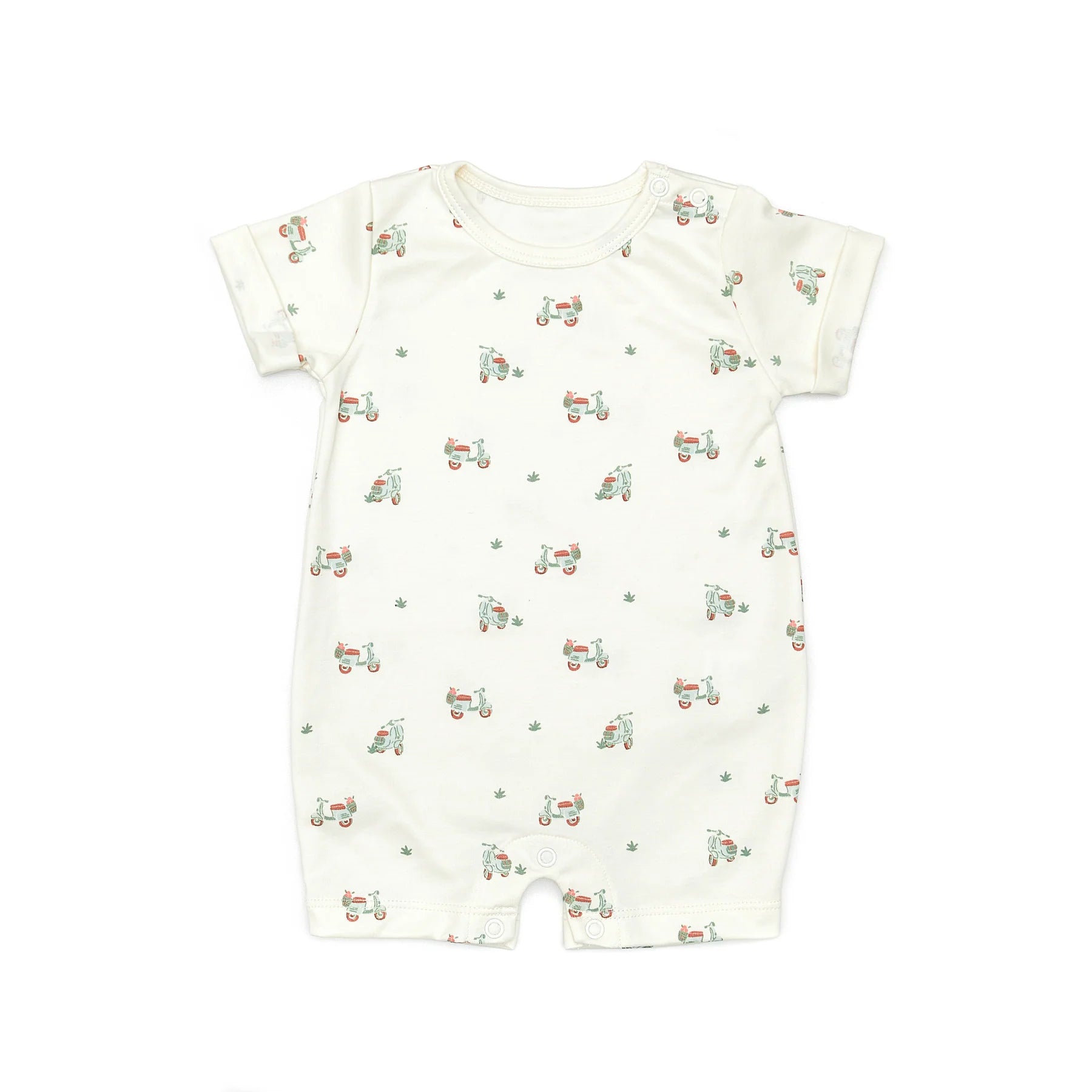 Tun Tun Short Sleeve Romper - Natural Vespa