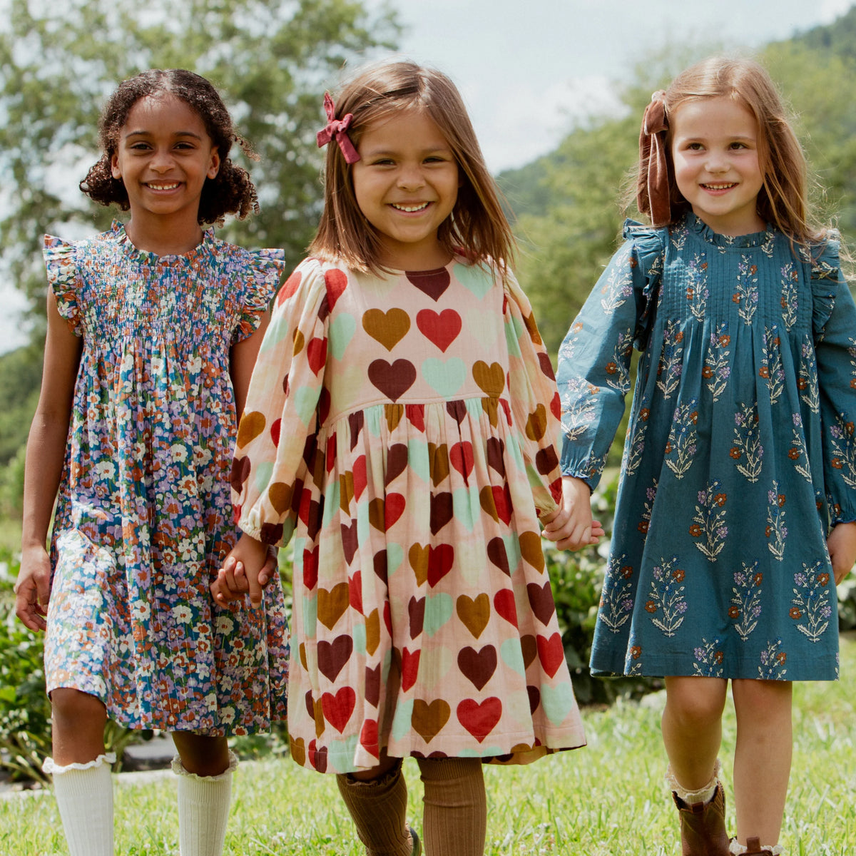 Pink Chicken Girls Stevie Dress - True Blue Sketched Floral