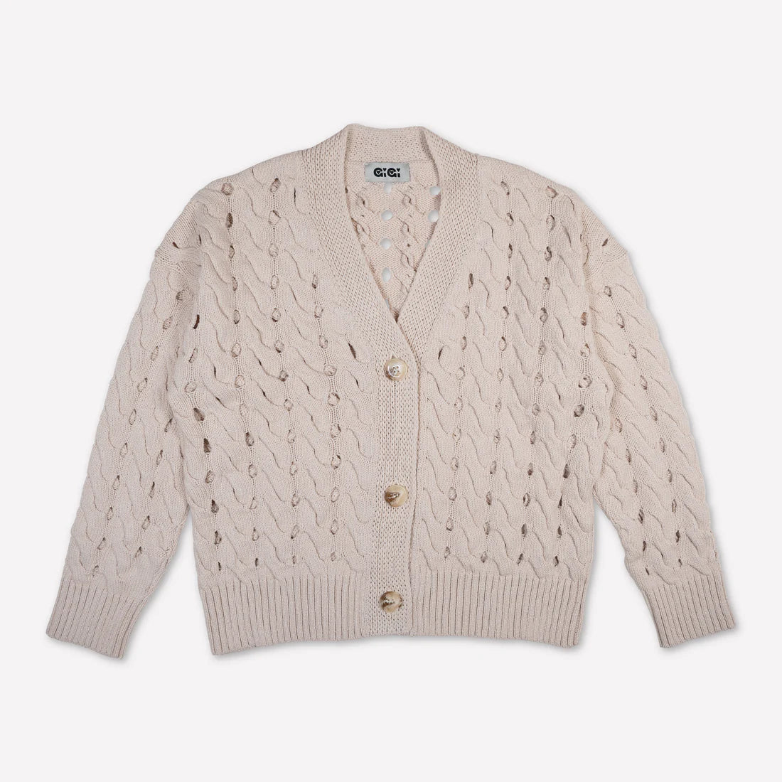 GiGi Knitwear Open Cable Cardigan - Natural