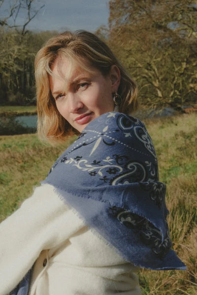 Maison Lecomte Flament Bandana Blue Granite WC Scarf