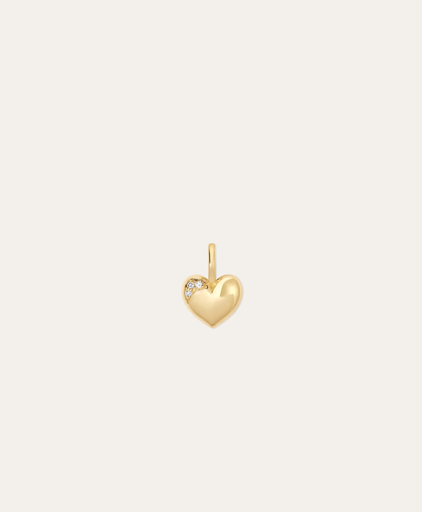 Diamond Puffy Heart Mini Charm - Yellow Gold