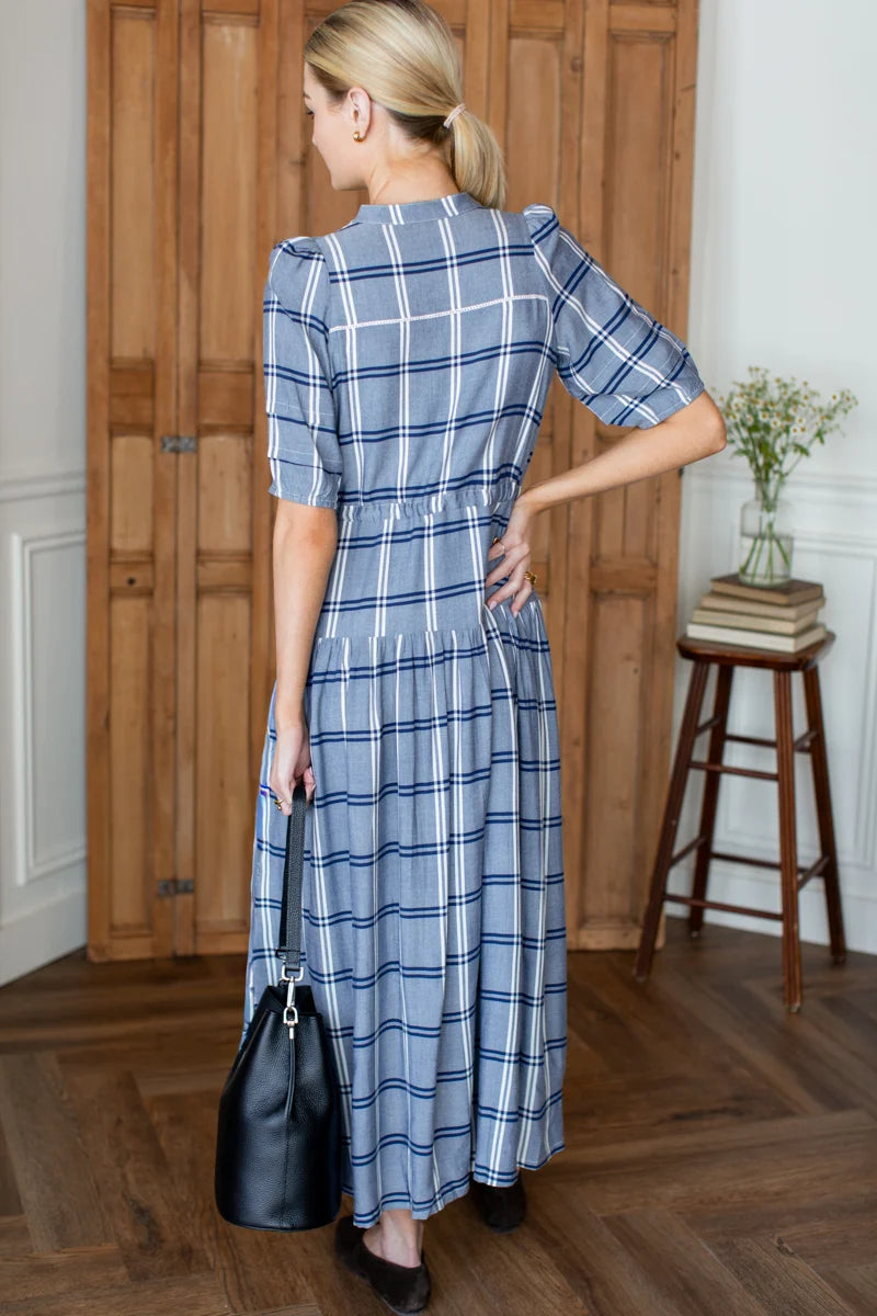 Emerson Fy Lucy 4 Basque Dress - Skye Plaid