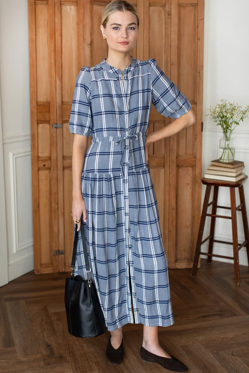 Emerson Fy Lucy 4 Basque Dress - Skye Plaid