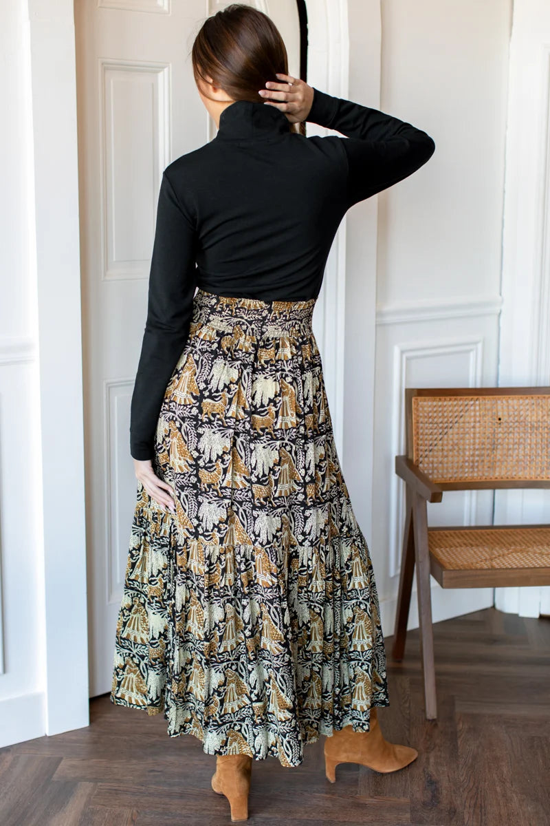 Emerson Fry Shirred Skirt - Story Print