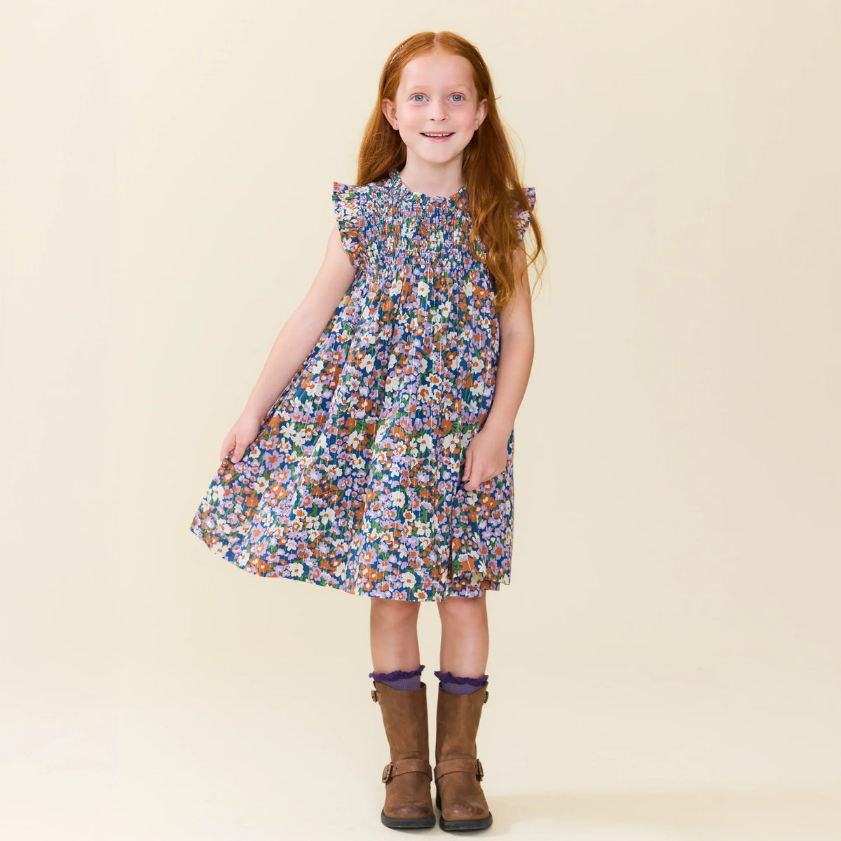 Pink Chicken Girls Stevie Dress - True Blue Sketched Floral