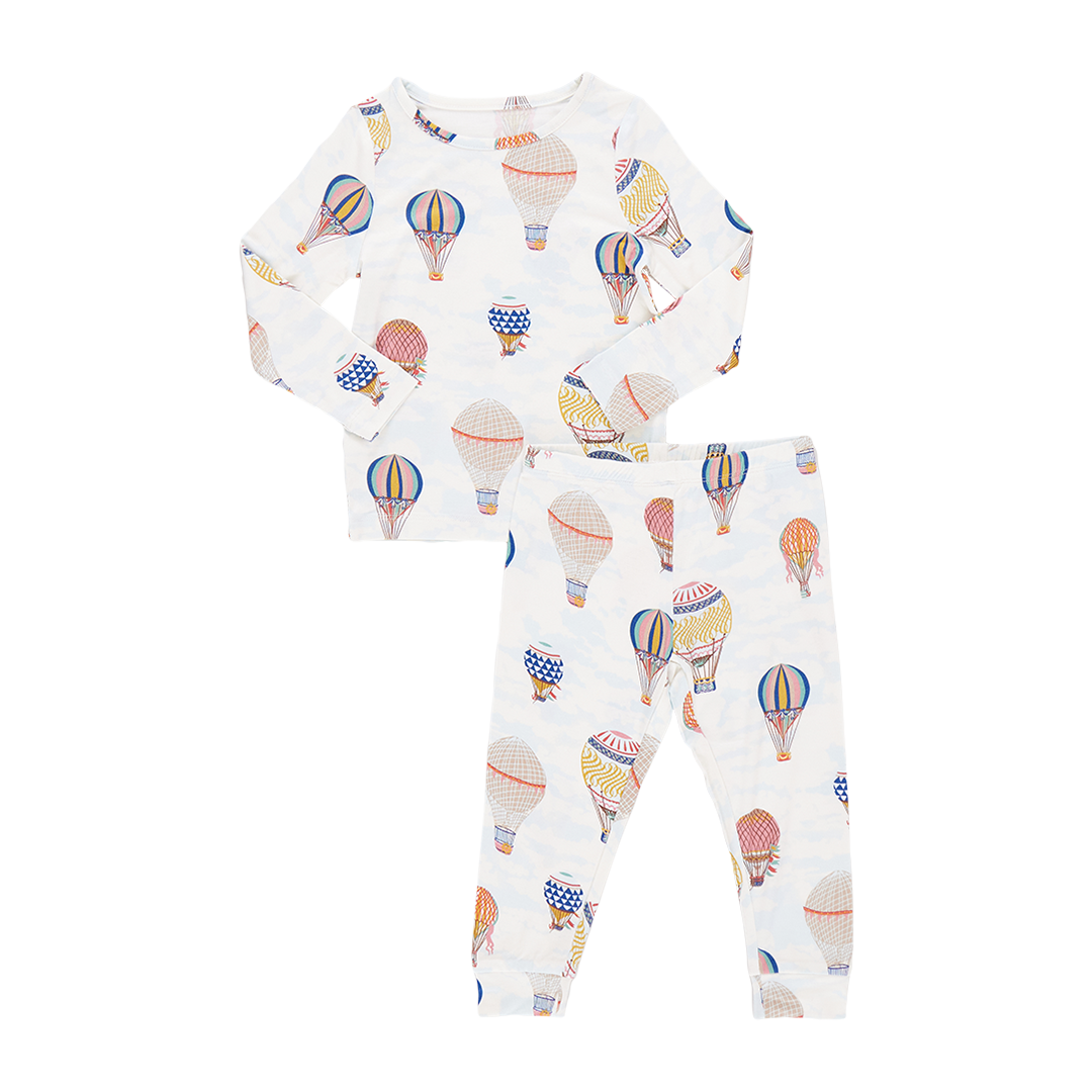 Pink Chicken Kids Bamboo PJ Set - Hot Air Balloons