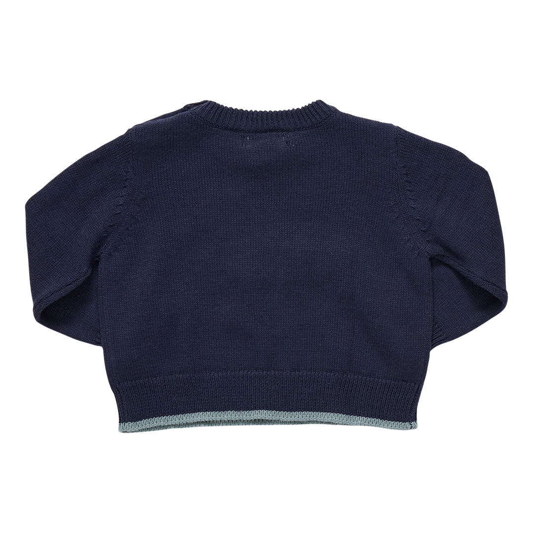 Pink Chicken Baby Boys Oliver Sweater - Navy Mallard