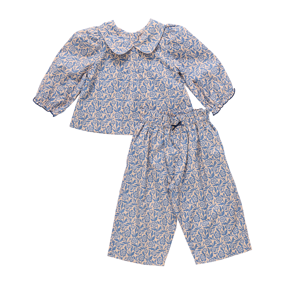 Pink Chicken Baby Girls Dawson Two-Piece Set - Blue Climbing Floral