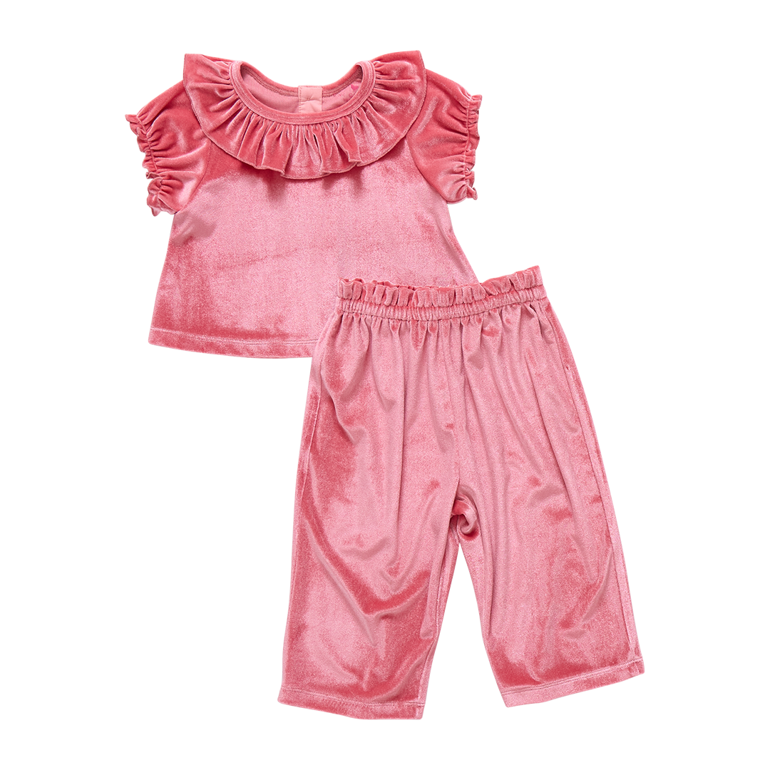 Pink Chicken Baby Girls Velour Mara Two-Piece Set - Desert Rose