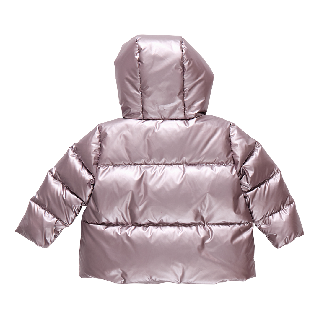 Pink Chicken Girls Ruffle Pete Puffer - Vintage Rose Metallic