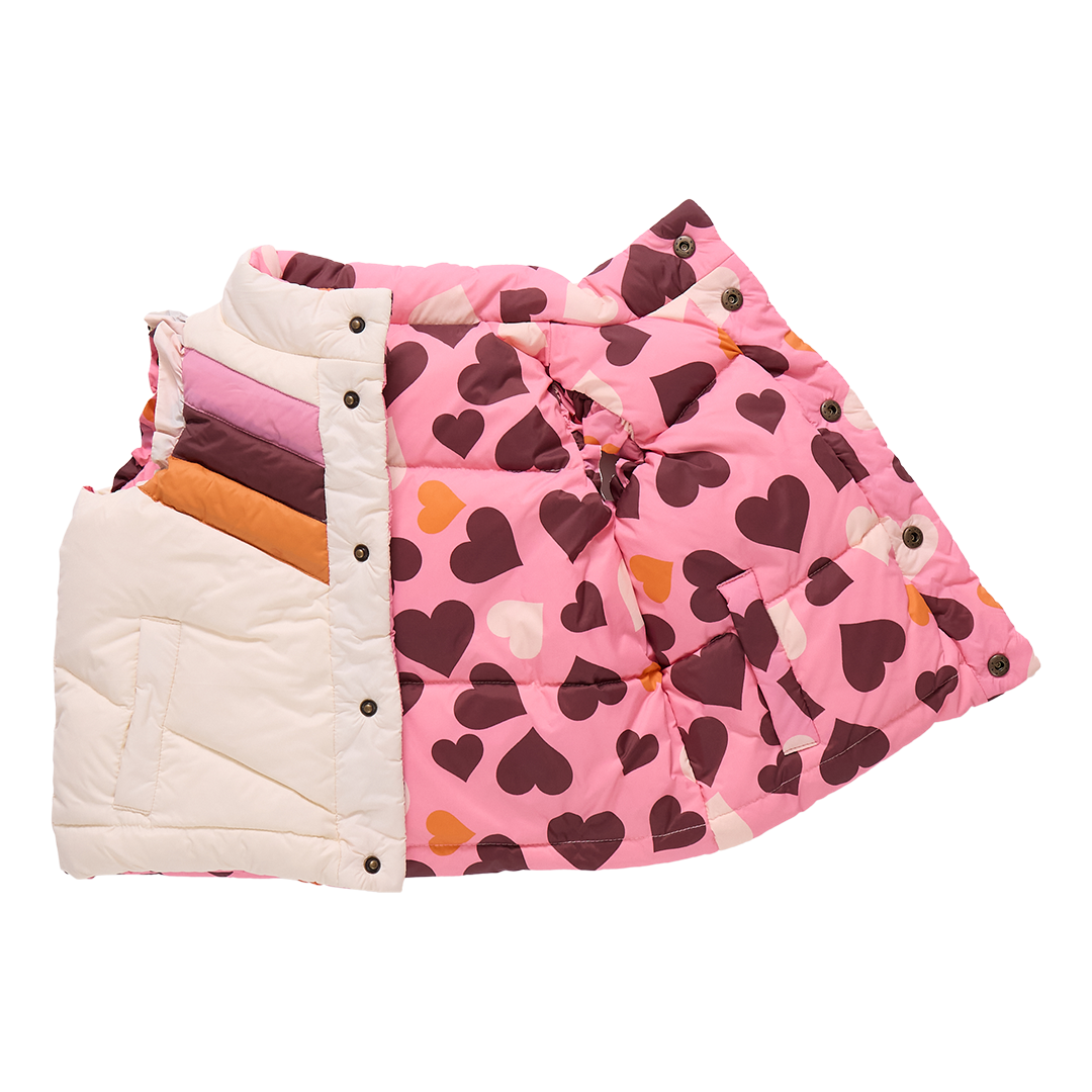 Pink Chicken Girls Reversible Ruffle Ellis Vest - Cream Stripe