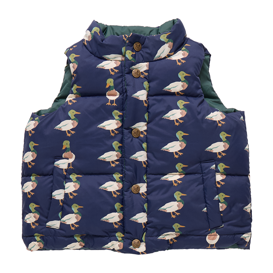 Pink Chicken Kids Reversible Ellis Vest - Evergreen Stripe