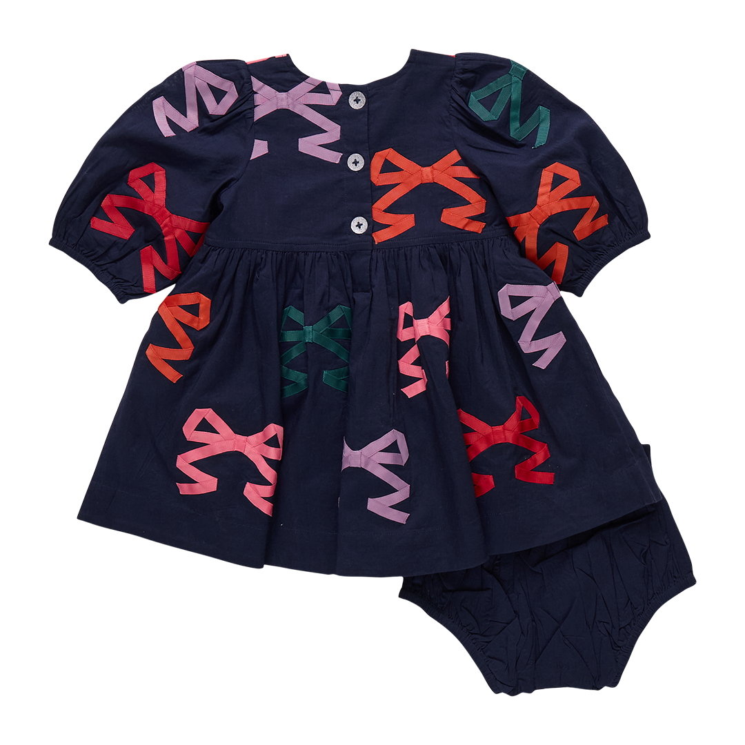 Pink Chicken Baby Girls Brooke Dress Set - Multi Bow Applique