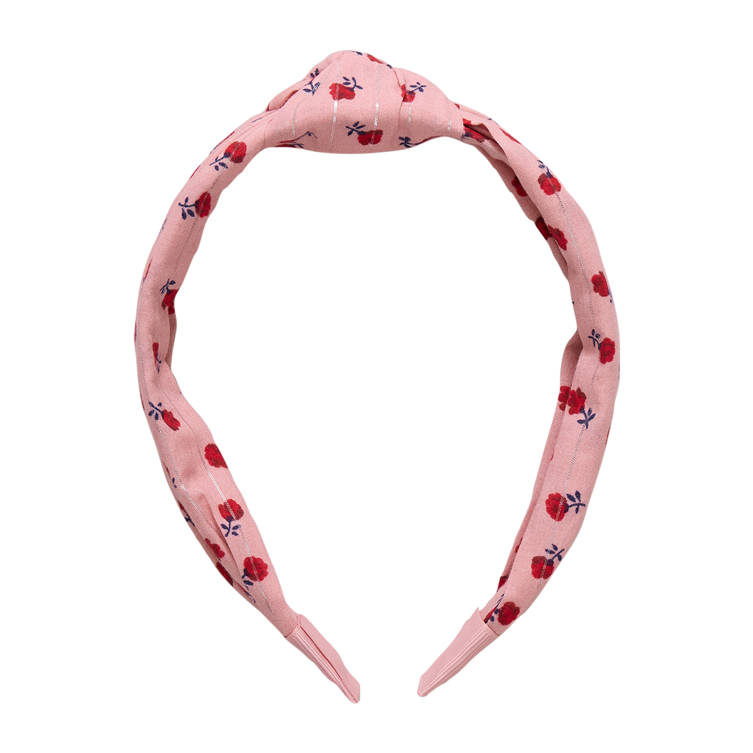 Pink Chicken Lame Holly Headband - Pink Tiny Roses