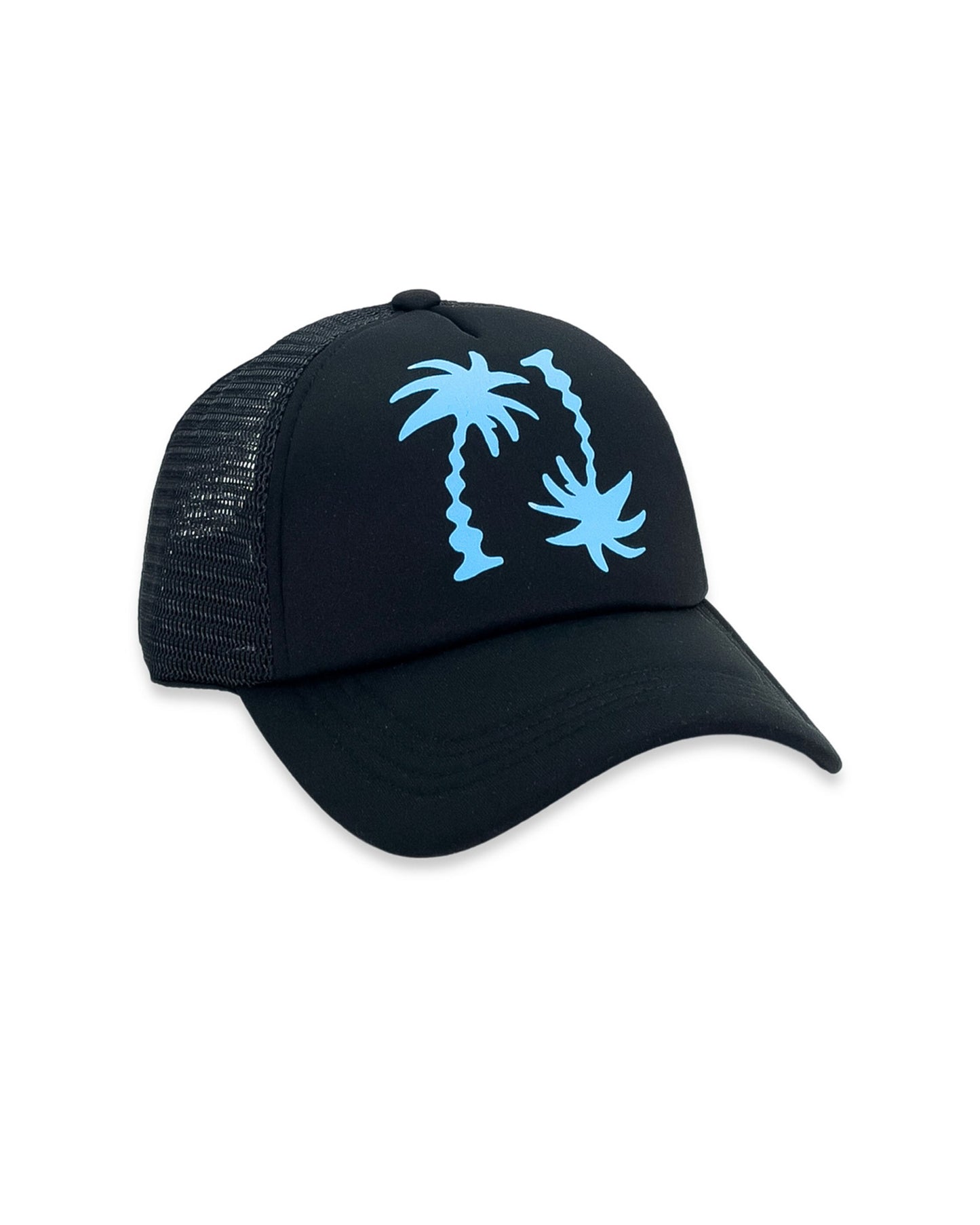 Wavy Palm Trucker Hat - Black